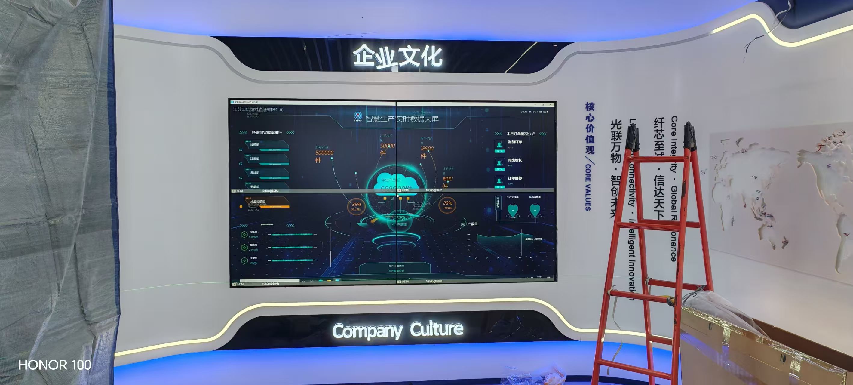 江苏田信塑料光纤有限公司展厅拼接屏